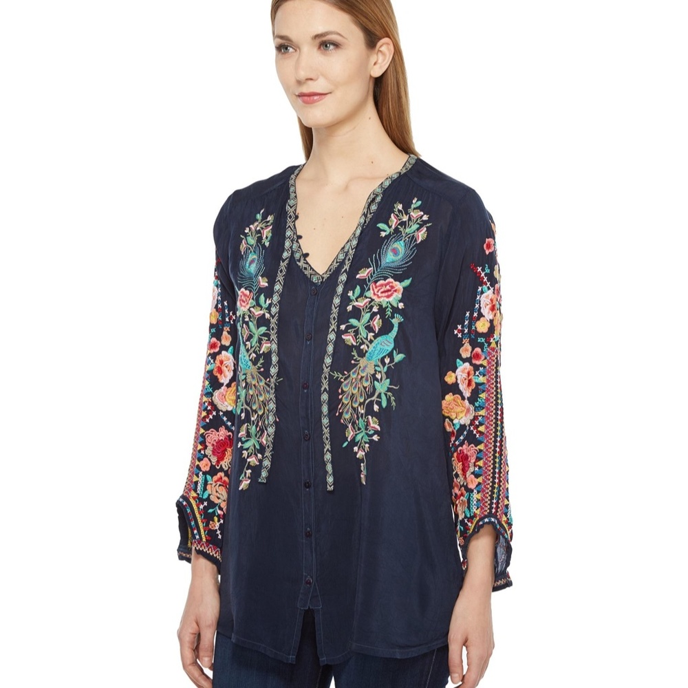 Johnny Was Peacock Sable Blouse